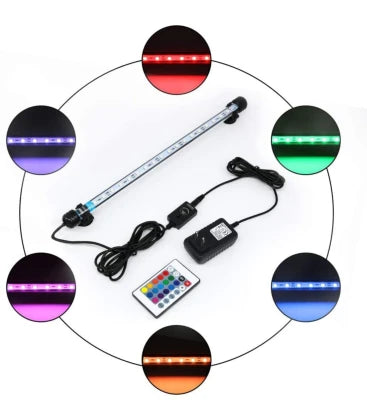 37 cm RGB akvarie armatur - 4W LED, med sugekopper, IP67, memory funktion